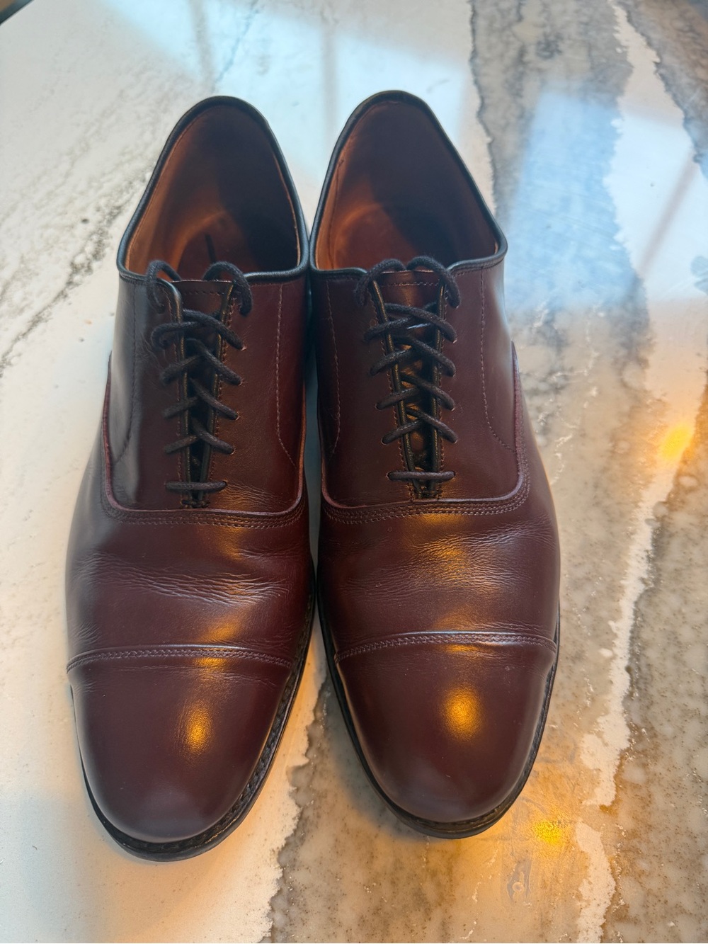 Allen Edmonds Park Avenue burgundy cap-toe oxfords